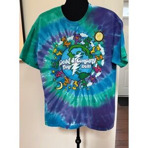 Dead & Company Tour 2021 Tie Dye T-Shirt Mens Large Liquid Blue Grateful Dead